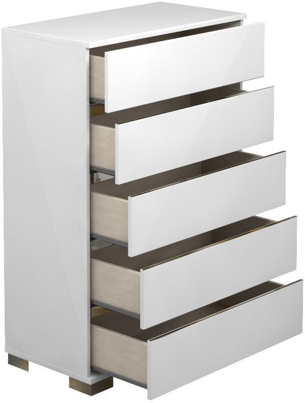 Product photograph of Dream White Italian 5 Drawer Tall Chest from Choice Furniture Superstore.